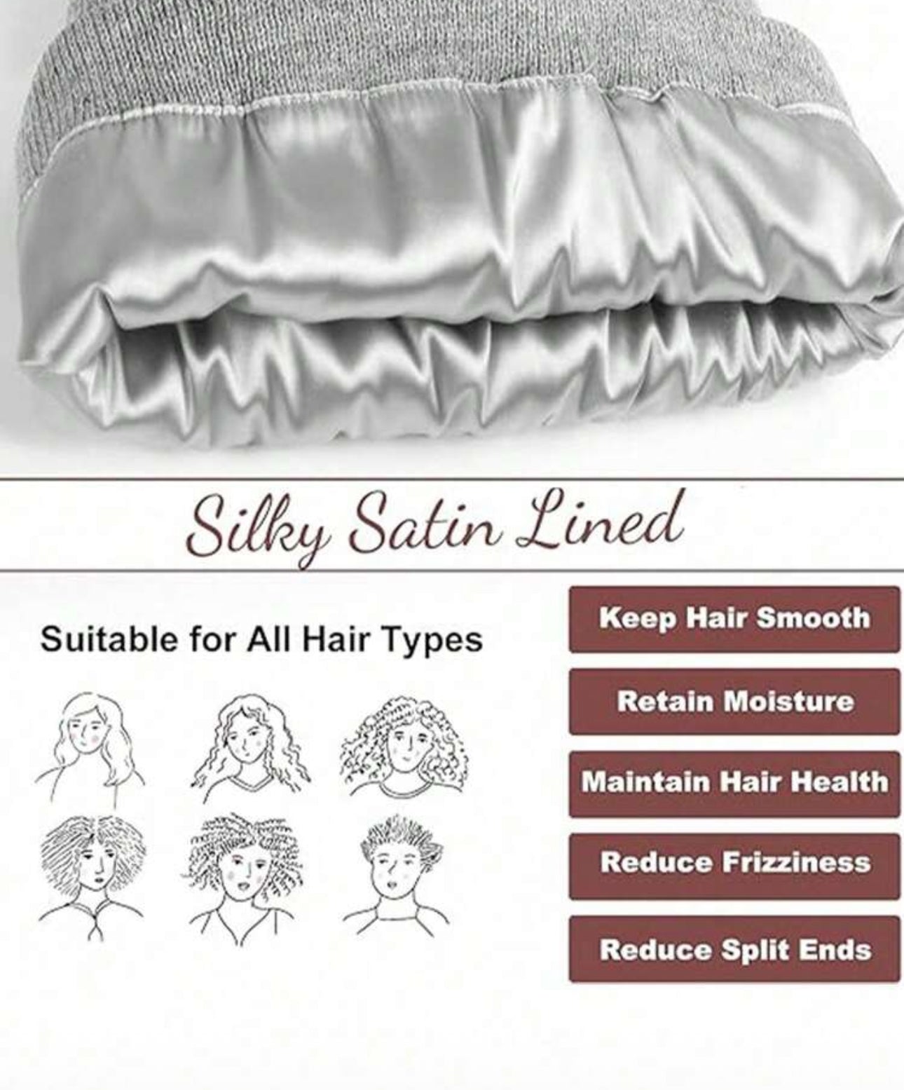 Light Gray Satin Beanie