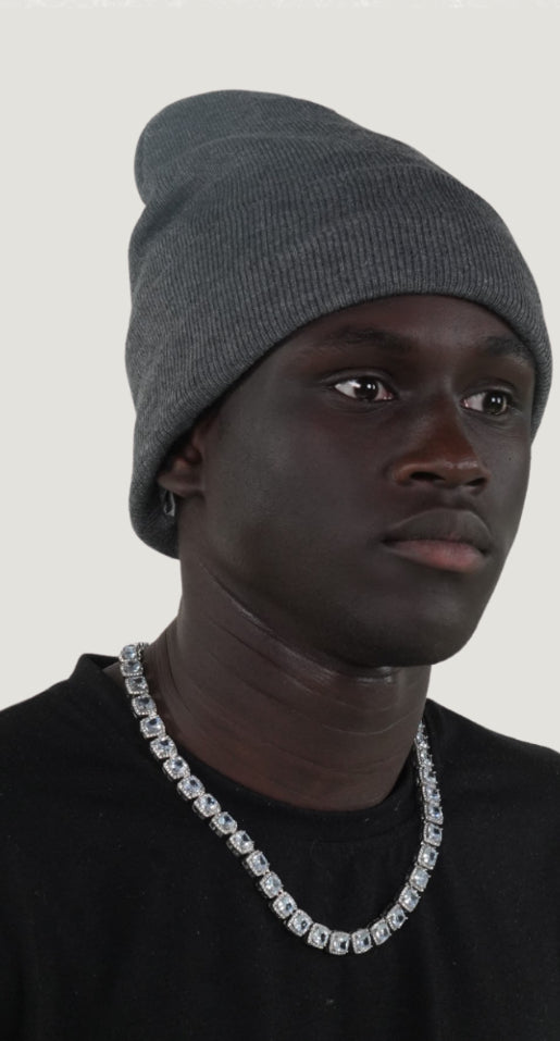 Dark Gray Satin Beanie